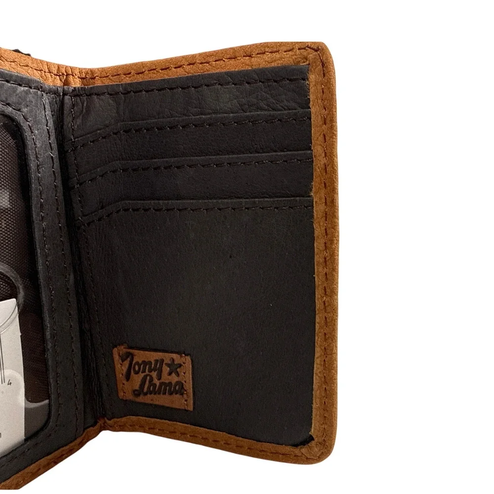 Tony‎ Lama Trifold Wallet Mens Genuine Ostrich Leather RFID Tan Brown Western